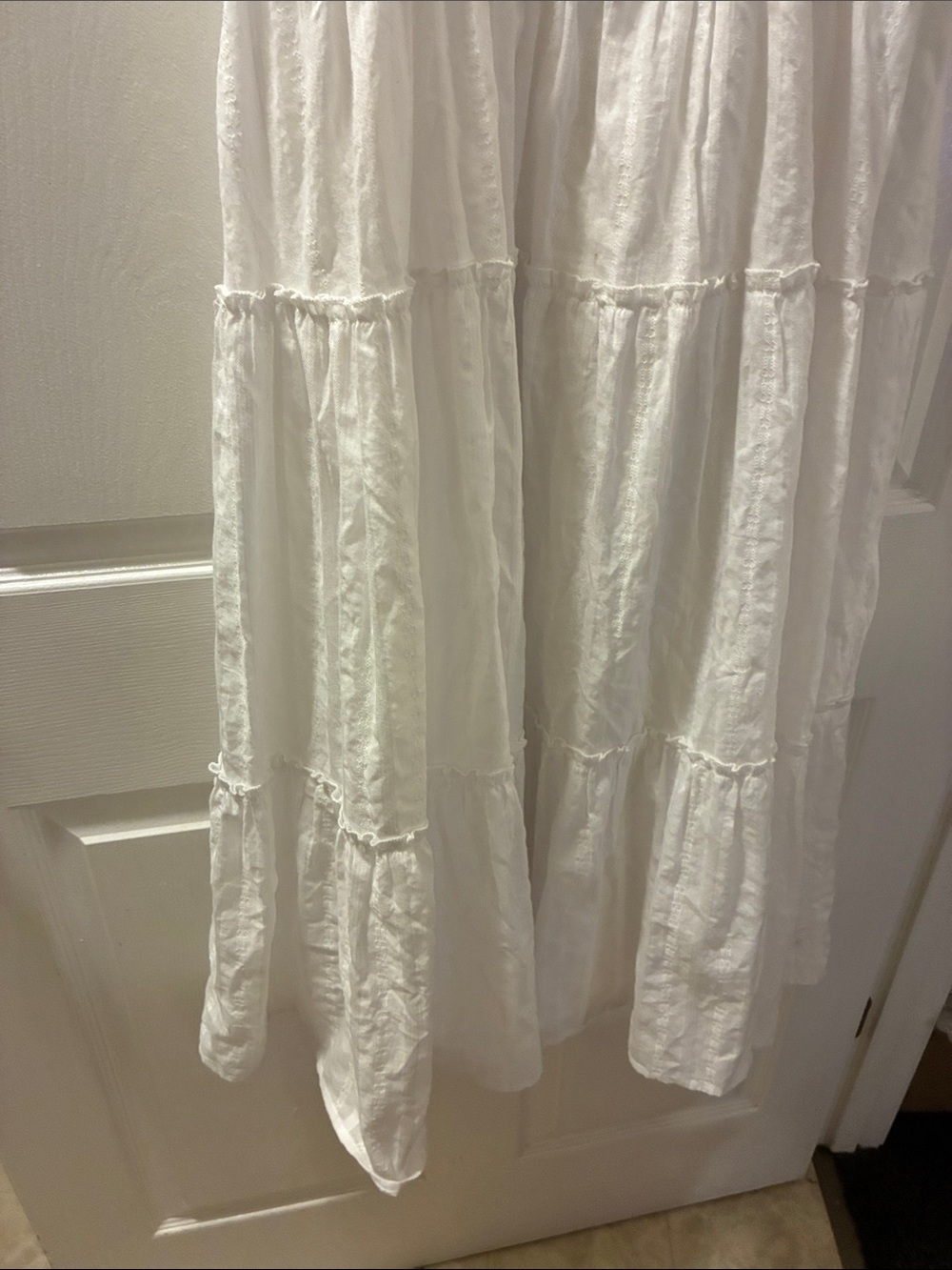 Altar’d State White Puff Sleeve Tiered Maxi cottagecore Dress - Picture 3 of 8